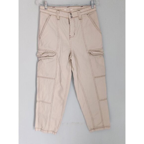 PacSun‎ Elastic Waist Cargo White Cream Cotton Pants Womens Medium (28x27) EUC - Picture 4 of 13